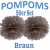 Pompoms, Braun, 35 cm, 50er Set