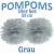 Pompoms, Grau, 25 cm, 10er Set