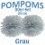 Pompoms, Grau, 25 cm, 50er Set