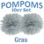 Pompoms, Grau, 35 cm, 10er Set