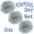 Pompoms, Grau, 35 cm, 3er Set