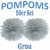 Pompoms, Grau, 35 cm, 50er Set