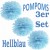 Pompoms, Hellblau, 35 cm, 3er Set