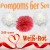 Pompoms in Weiß und Rot, 35 cm, 6er Set