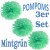 Pompoms, Mintgrün, 35 cm, 3er Set