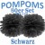 Pompoms, Schwarz, 25 cm, 50er Set