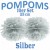 Pompoms, Silber, 25 cm, 10er Set