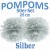 Pompoms, Silber, 25 cm, 50er Set