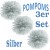 Pompoms, Silber, 35 cm, 3er Set
