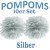 Pompoms, Silber, 35 cm, 10er Set