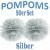 Pompoms, Silber, 35 cm, 50er Set