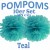 Pompoms, Teal, 25 cm, 10er Set
