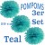 Pompoms, Teal, 25 cm, 3er Set