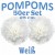 Pompoms, Weiß, 25 cm, 50er Set