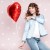 Herzluftballon in Rot mit Helium zum Valentinstag