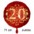 Jumbo Luftballon aus Folie zum 20. Geburtstag, Rot/Gold, 71 cm, rund, inklusive Helium