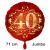 Jumbo Luftballon aus Folie zum 40. Geburtstag, Rot/Gold, 71 cm, rund, inklusive Helium