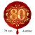 Jumbo Luftballon aus Folie zum 80. Geburtstag, Rot/Gold, 71 cm, rund, inklusive Helium