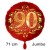 Jumbo Luftballon aus Folie zum 90. Geburtstag, Rot/Gold, 71 cm, rund, inklusive Helium