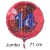 Jumbo Luftballon aus Folie zum 14. Geburtstag, Rot, 71 cm, rund, inklusive Helium