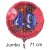 Jumbo Luftballon aus Folie zum 49. Geburtstag, Rot, 71 cm, rund, inklusive Helium