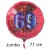 Jumbo Luftballon aus Folie zum 69. Geburtstag, Rot, 71 cm, rund, inklusive Helium