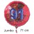 Jumbo Luftballon aus Folie zum 91. Geburtstag, Rot, 71 cm, rund, inklusive Helium