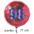 Jumbo Luftballon aus Folie zum 98. Geburtstag, Rot, 71 cm, rund, inklusive Helium