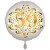 Luftballon aus Folie zum 50. Geburtstag, Satin Weiß, 45 cm, rund, inklusive Helium