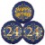 Ballon-Bukett, 3 Luftballons, Satin Navy & Gold 24 Happy Birthday zum 24. Geburtstag, inklusive Helium