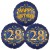 Ballon-Bukett, 3 Luftballons, Satin Navy & Gold 28 Happy Birthday zum 28. Geburtstag, inklusive Helium