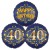 Ballon-Bukett, 3 Luftballons, Satin Navy & Gold 40 Happy Birthday zum 40. Geburtstag, inklusive Helium