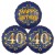 Ballon-Bukett, 3 Luftballons, Satin Navy & Gold 40 Happy Birthday zum 40. Geburtstag, inklusive Helium
