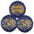 Ballon-Bukett, 3 Luftballons, Satin Navy & Gold 58 Happy Birthday zum 58. Geburtstag, inklusive Helium