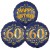 Ballon-Bukett, 3 Luftballons, Satin Navy & Gold 60 Happy Birthday zum 60. Geburtstag, inklusive Helium