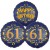 Ballon-Bukett, 3 Luftballons, Satin Navy & Gold 61 Happy Birthday zum 61. Geburtstag, inklusive Helium