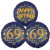 Ballon-Bukett, 3 Luftballons, Satin Navy & Gold 69 Happy Birthday zum 69. Geburtstag, inklusive Helium
