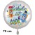 "Schule ist cool". Großer, weißer, runder Luftballon, Satin de Luxe, inklusive Helium-Ballongas