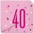 Geburtstagsservietten zum 40. Geburtstag, Pink & Silver Glitz