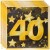 Geburtstagsservietten zum 40. Geburtstag, Schwarz-Gold