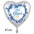 Silvester Deko-Herzluftballon aus Folie, 45 cm, "Viel Glück" Satin de Luxe, weiß