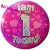 Holografischer Tischaufsteller, Ansteck-Button Zahl 1, Pink, Dekoration zum 1. Geburtstag, Mädchen