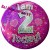 Holografischer Tischaufsteller, Ansteck-Button Zahl 2, Pink, Dekoration zum 2. Geburtstag, Mädchen