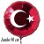 Türkische Flagge, Großer Rund-Luftballon aus Folie, Rot, mit Helium gefüllt