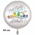"Viel Erfolg in der Schule" Zug. Weißer, runder Luftballon, Satin de Luxe, inklusive Helium-Ballongas