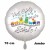 "Viel Erfolg in der Schule" Zug. Großer, weißer, runder Luftballon, Satin de Luxe, inklusive Helium-Ballongas