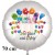 "Viel Glück und Erfolg zum Schulanfang!" ABC. Großer, satinweißer runder Luftballon ohne Helium-Ballongas