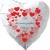 Herzluftballon in Weiß "Du bist mein größter Schatz!" rote Herzen