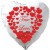 Herzluftballon in Weiß "True Love!" rote Herzen