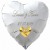 Herzballon zur Hochzeit in Weiß, Luftballon mit den Namen des Brautpaares und dem Datum der Hochzeit, goldene Hochzeitsringe, Inklusive Helium